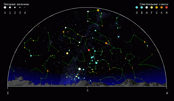Mapa zimn hvzdn oblohy