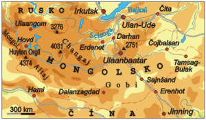 Mongolsko, mapa Jan Bna