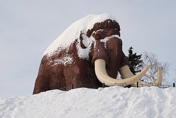 Betonov plastika mamuta v Salechardu - upomnka nalezench mamut ve vn zmrzl pd