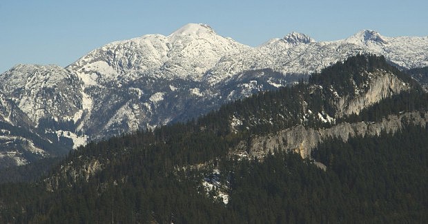 Zasnen poho Totes Gebirge z Predigstuhlu (1278 m)