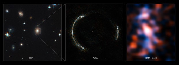 Galaxie SDP.81  Einsteinv prsten  rekonstrukce zobrazen galaxie