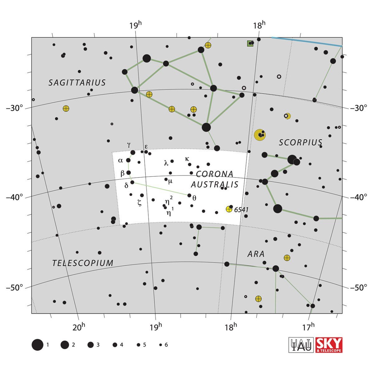 Mapa souhvzd Jin koruna