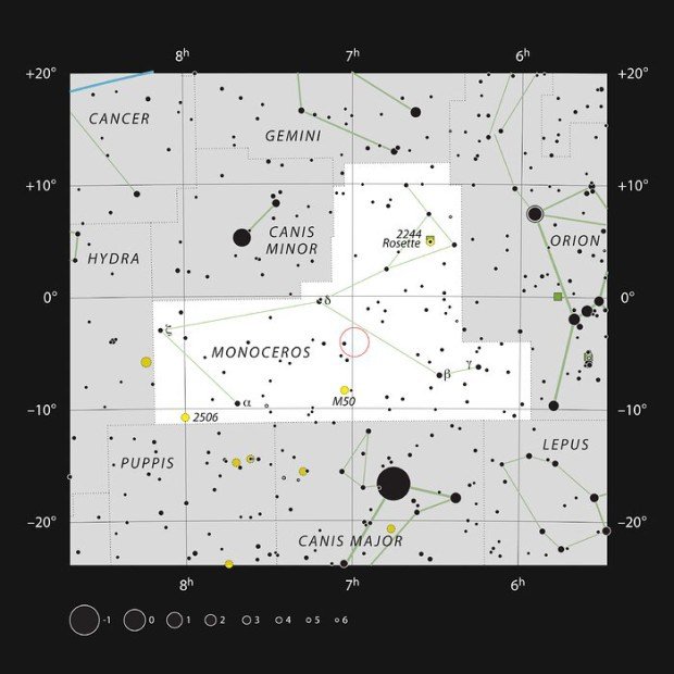 Hvzda V960 Monocerotis v souhvzd Jednoroce