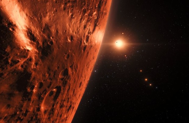 Umleck pedstava planetrnho systmu TRAPPIST-1