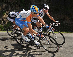 Edge Christian Vande Velde on stage eight of the Tour de France